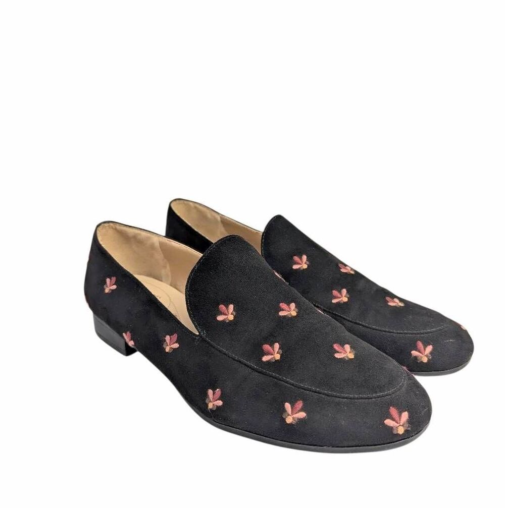 Circus Harlem Black & pink embroidered loafer flats womens 9.5